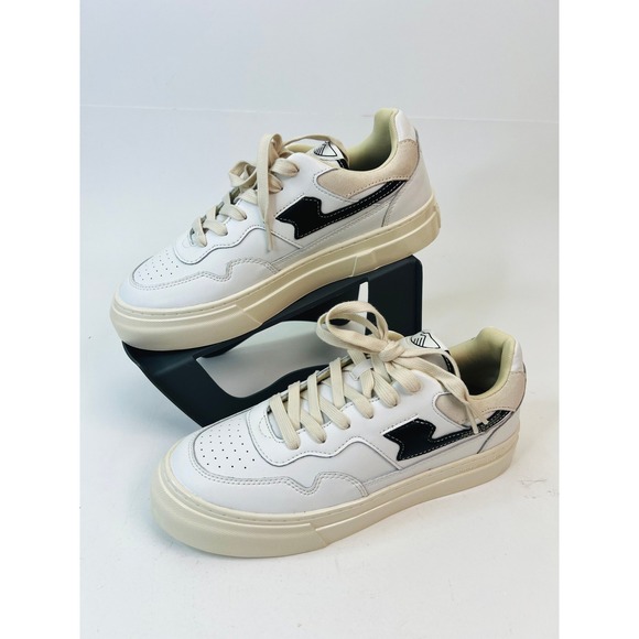Stepney Workers Club Shoes - Stepney Workers Club Pearl S-Strike Leather Sneakers White Black Womens 10